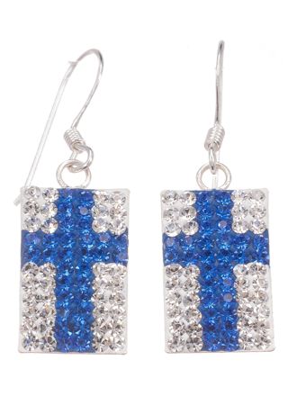 Silver Bar Finska flaggan hängande örhängen 30 mm 6710