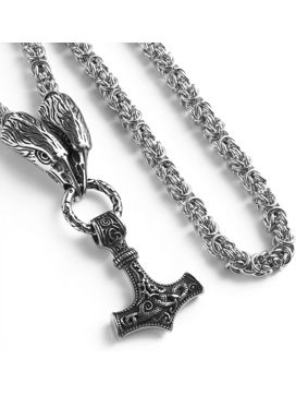Lykka Viking Thors hammare Mjölnir stålhalsband 60cm