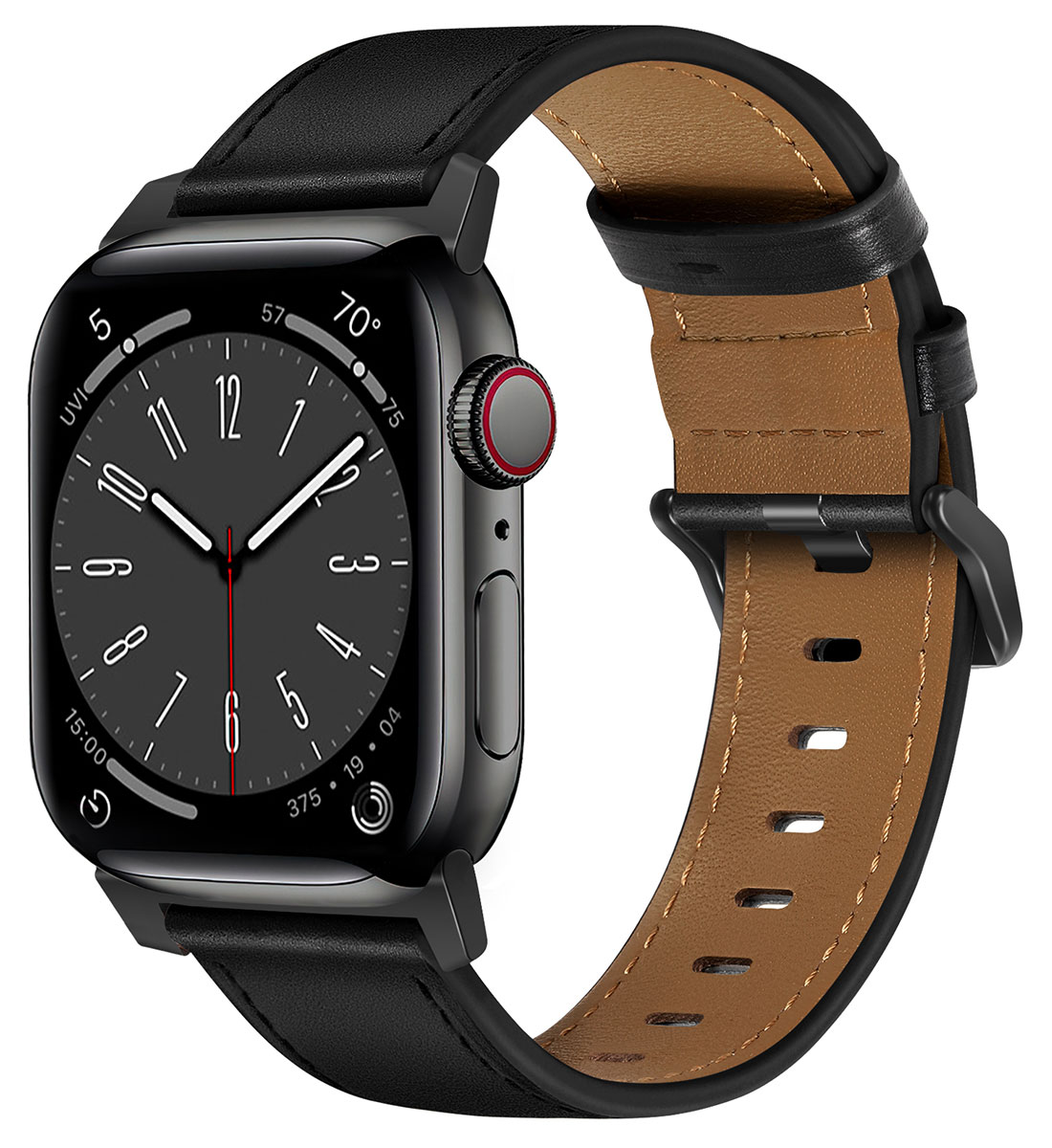 Tiera Apple Watch svart läderarmband