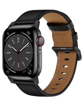 Tiera Apple Watch svart läderarmband