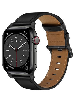Tiera Apple Watch svart läderarmband