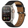 Tiera Apple Watch svart läderarmband med titanlås