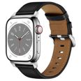 Tiera Apple Watch svart läderarmband med silverspänne