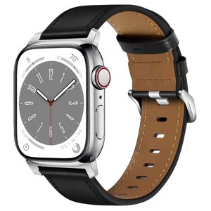 Tiera Apple Watch svart läderarmband med silverspänne main product photo