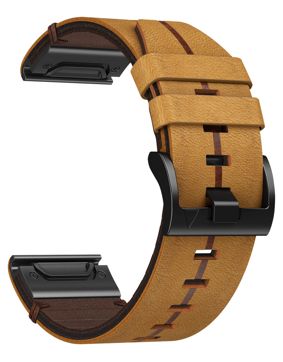 Tiera Garmin Fenix läderarmband med snabbfäste brunt 26 mm