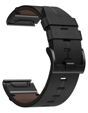 Tiera Garmin Fenix läderarmband med snabbkoppling svart 22 mm