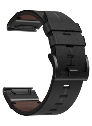 Tiera Garmin Fenix läderarmband med snabbkoppling svart 22 mm