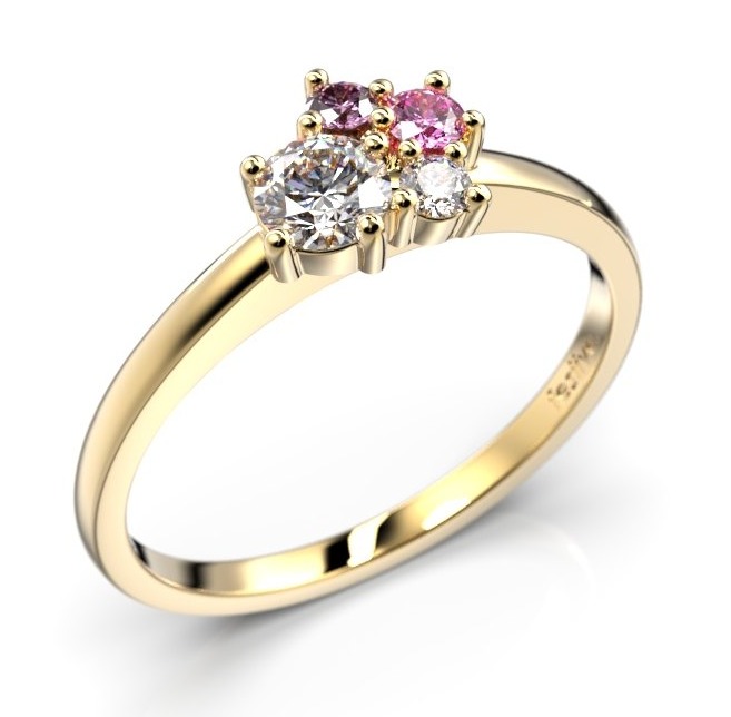 Festive Nadja Bloom Pink flerstens guld juvel-diamantring 688-027P-KK
