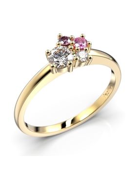 Festive Nadja Bloom Pink flerstens guld juvel-diamantring 688-027P-KK