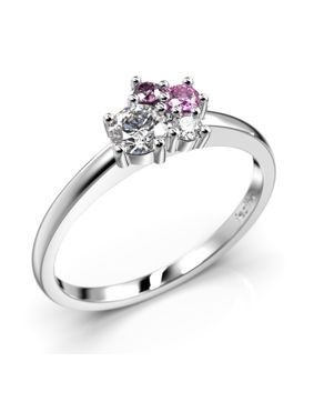 Festive Nadja Bloom Pink flerstens vitguld juvel-diamantring 688-027P-VK