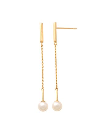 Lykken Pearls hängande pärlörhängen i guld