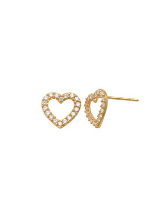 Lykka Hearts hjärtörhängen i guld med zirkonias