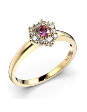 Festive Nadja Halo Pink guld safir-diamantring 690-028P-KK