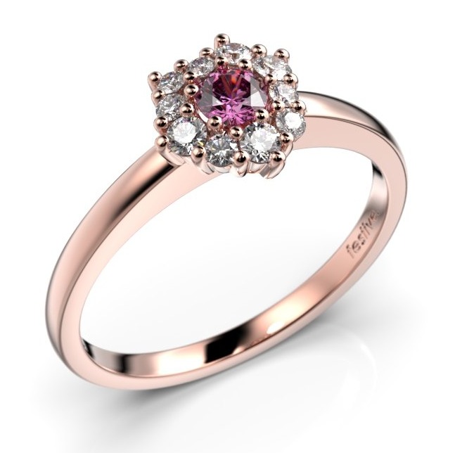 Festive Nadja Halo Pink roseguld safir-diamantring 690-028P-PK