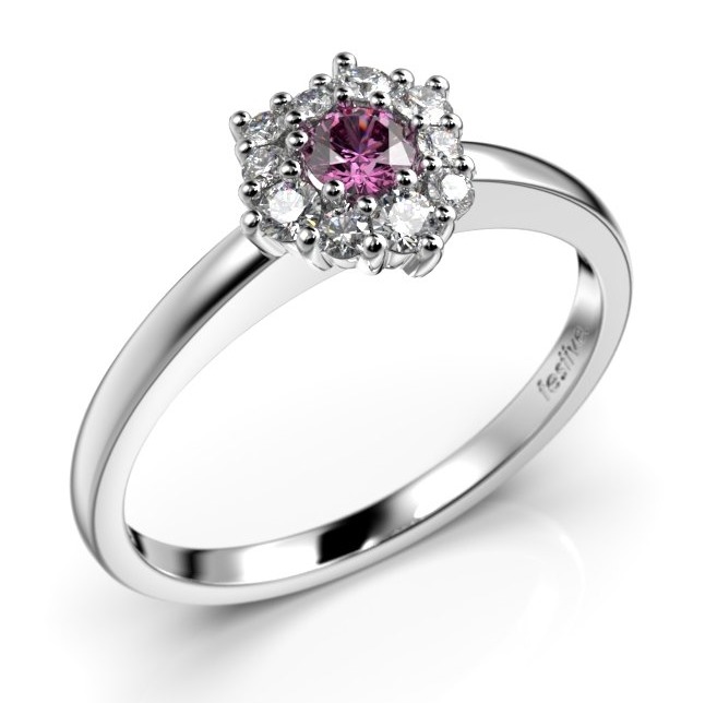 Festive Nadja Halo Pink vitguld safir-diamantring 690-028P-VK