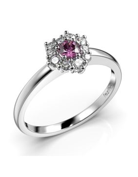 Festive Nadja Halo Pink vitguld safir-diamantring 690-028P-VK
