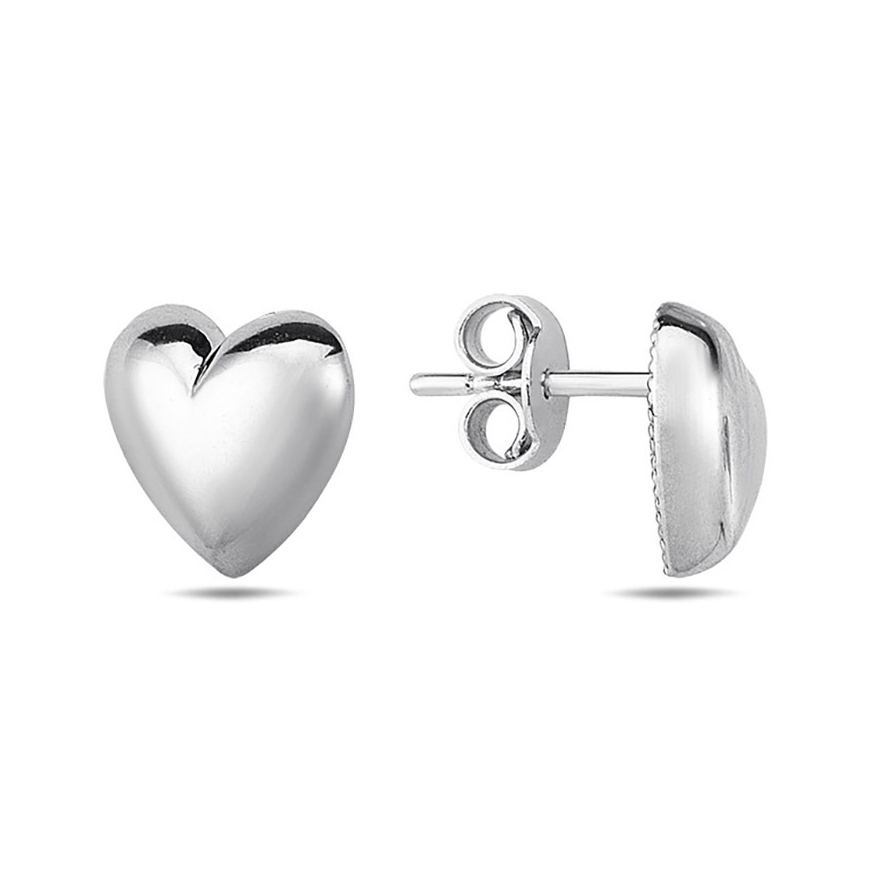 Lykka Hearts silverörhängen med slätt hjärta