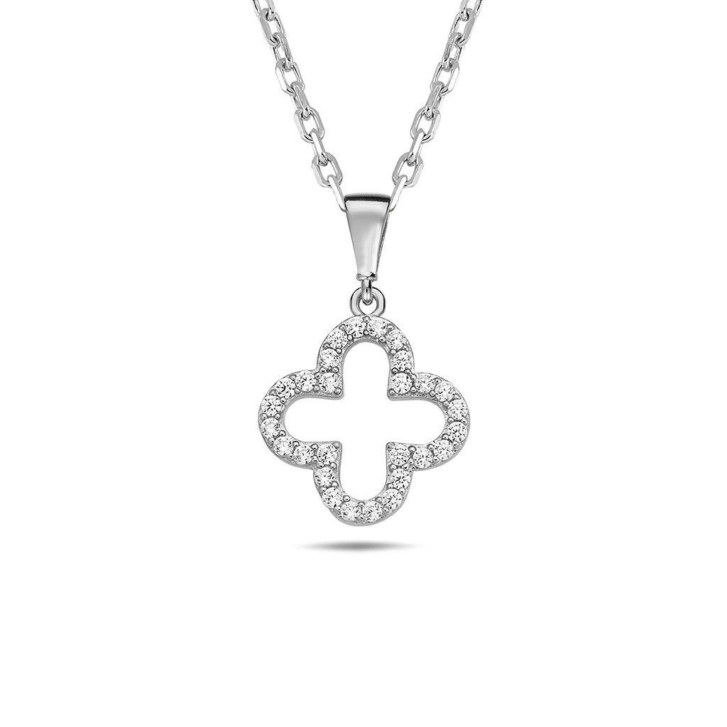 Lykka Symbols halsband i silver med öppen fyrklöver