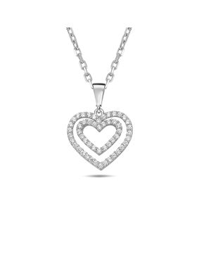Lykken Hearts silverhalsband med dubbla hjärtan