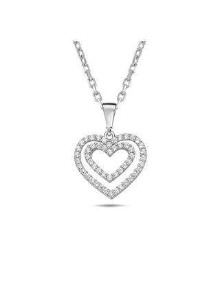 Lykka Hearts silverhalsband med dubbla hjärtan