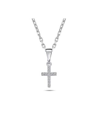 Lykka Crosses korshalsband i silver 9,3 x 6,9mm