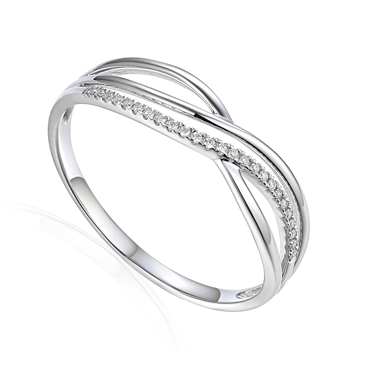 Lykka Elegance vitguld crossover diamantring 0,06 ct