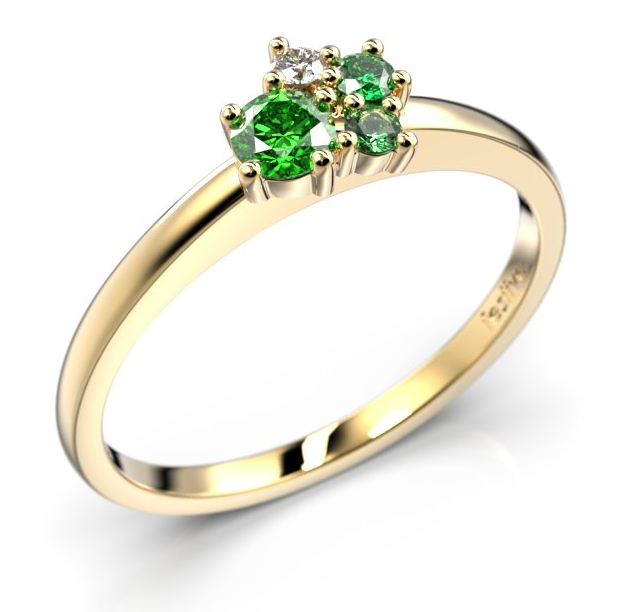 Festive Nadja Bloom Green flerstens guld juvel-diamantring 691-017G-KK