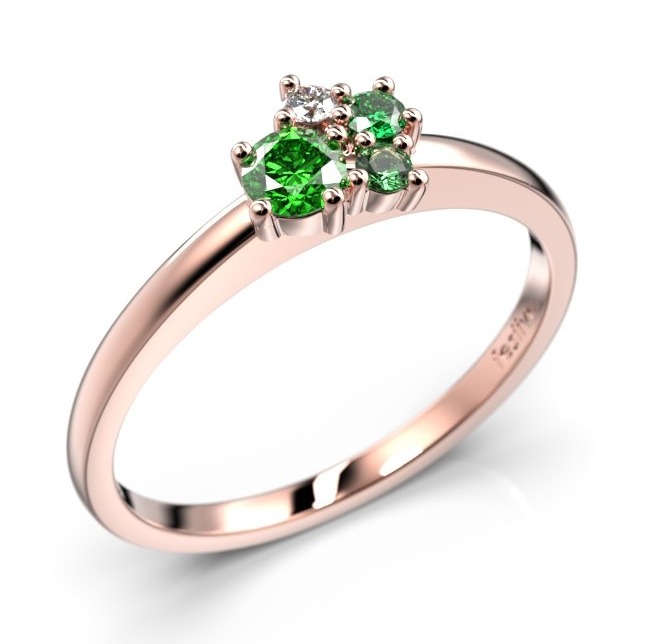 Festive Nadja Bloom Green flerstens roseguld juvel-diamantring 691-017G-PK