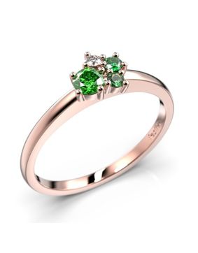 Festive Nadja Bloom Green flerstens roseguld juvel-diamantring 691-017G-PK