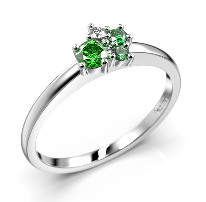 Festive Nadja Bloom Green flerstens vitguld juvel-diamantring 691-017G-VK
