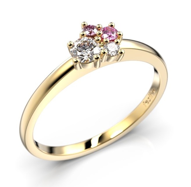 Festive Nadja Bloom Pink flerstens guld juvel-diamantring 691-017P-KK