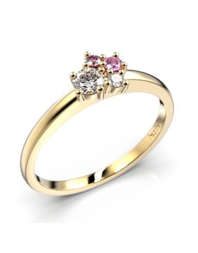 Festive Nadja Bloom Pink flerstens guld juvel-diamantring 691-017P-KK