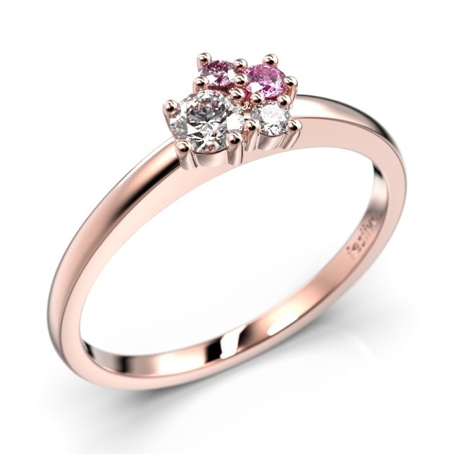 Festive Nadja Bloom Pink flerstens roseguld juvel-diamantring 691-017P-PK