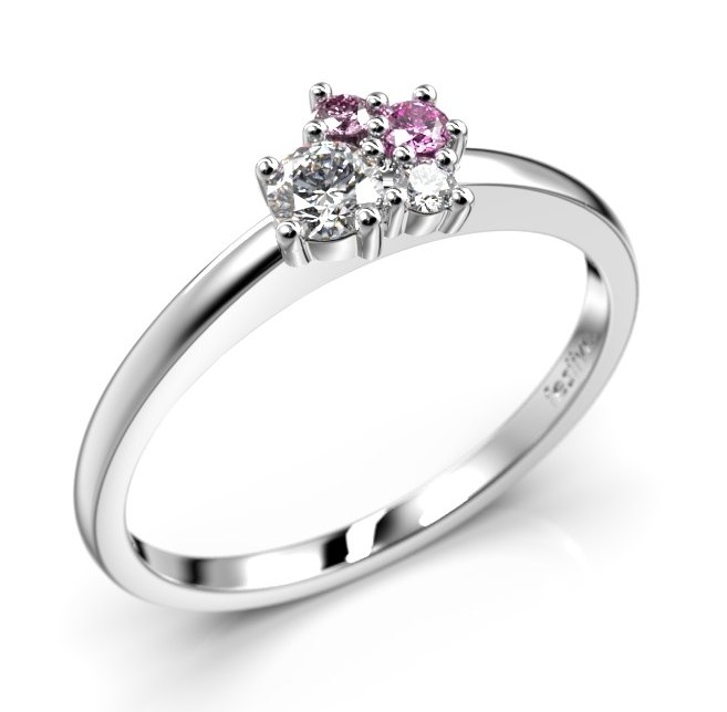 Festive Nadja Bloom Pink flerstens vitguld juvel-diamantring 691-017P-VK