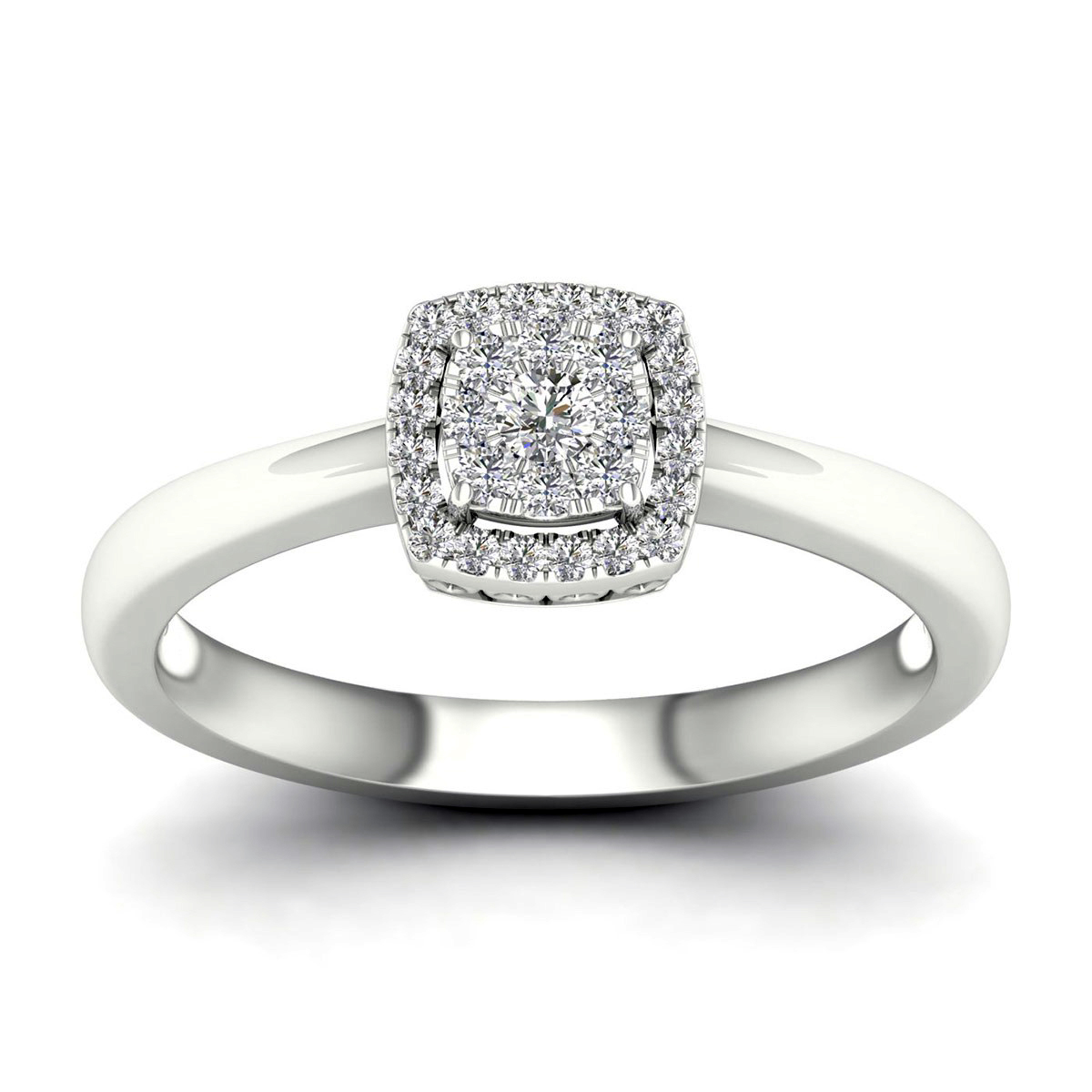 Lykka Elegance vitguld diamantring 0.15 ct halo 