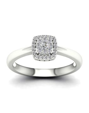 Lykka Elegance vitguld diamantring 0.15 ct halo
