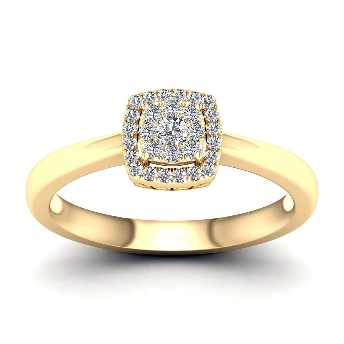 Lykka Elegance guld diamantring 0.15 ct halo 