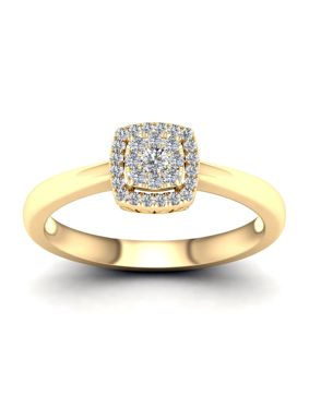 Lykken Elegance guld diamantring 0.15 ct halo