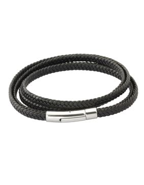 Lykken Strong stål/läderarmband svarta