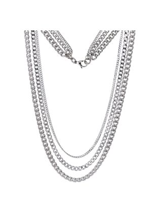 Lykka Strong trippel halsband stål