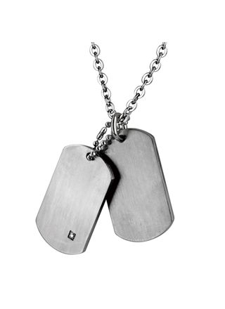 Lykka Strong stål halsband dubbel platta