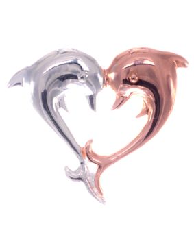Silver Bar delfin 2-färgad hängsmycke 20 mm 7041