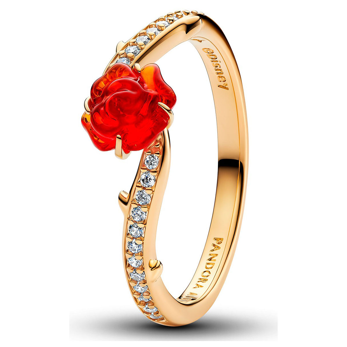 Pandora Disney Skönheten och Odjuret Förtrollad ros ring guldpläterad 163984C01