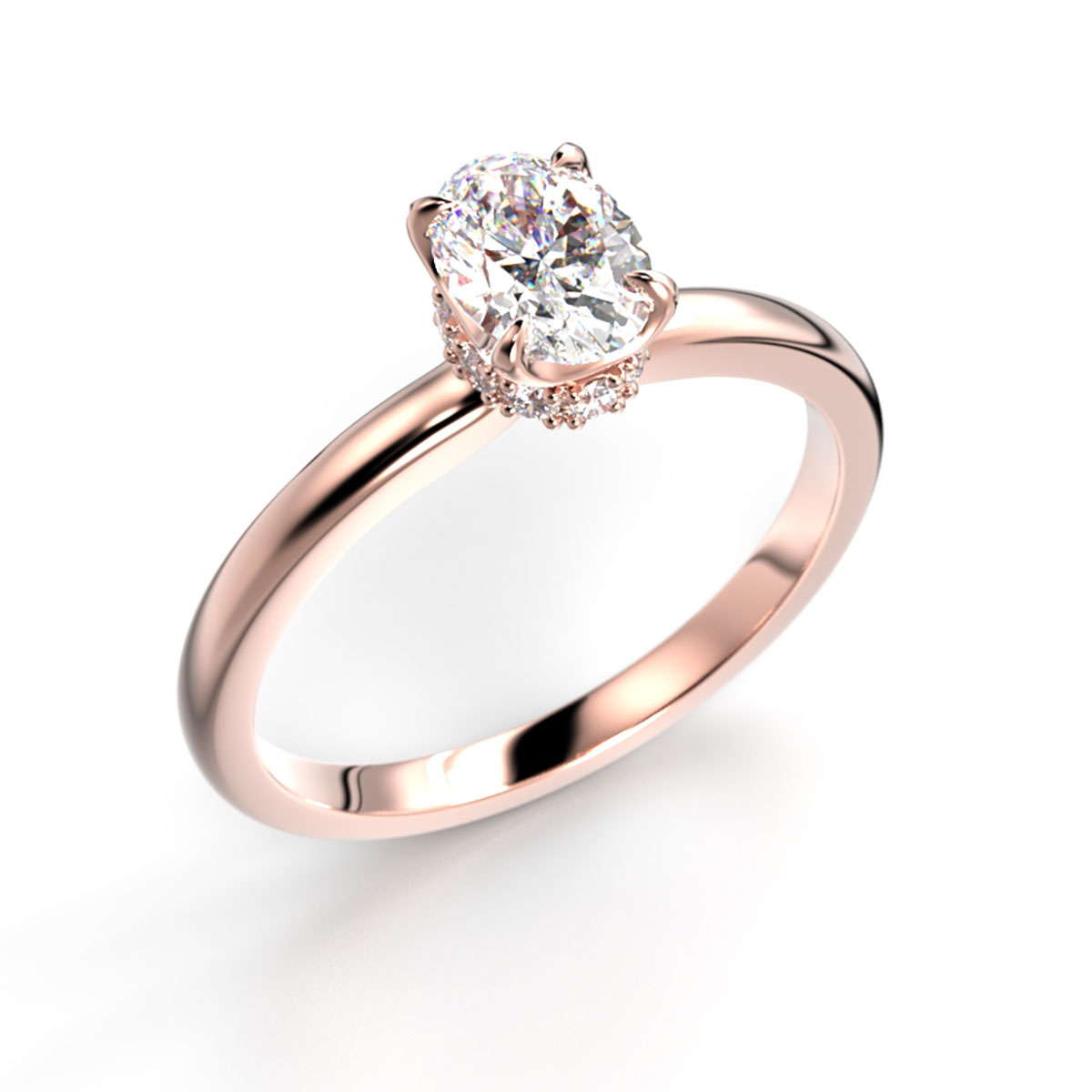 Festive Heidi Hidden Halo oval diamantring rött guld 0.60ct 711-060-PK