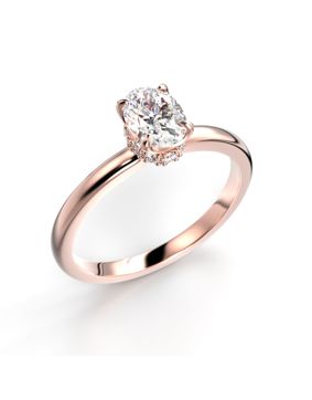 Festive Heidi Hidden Halo oval diamantring rött guld 0.60ct