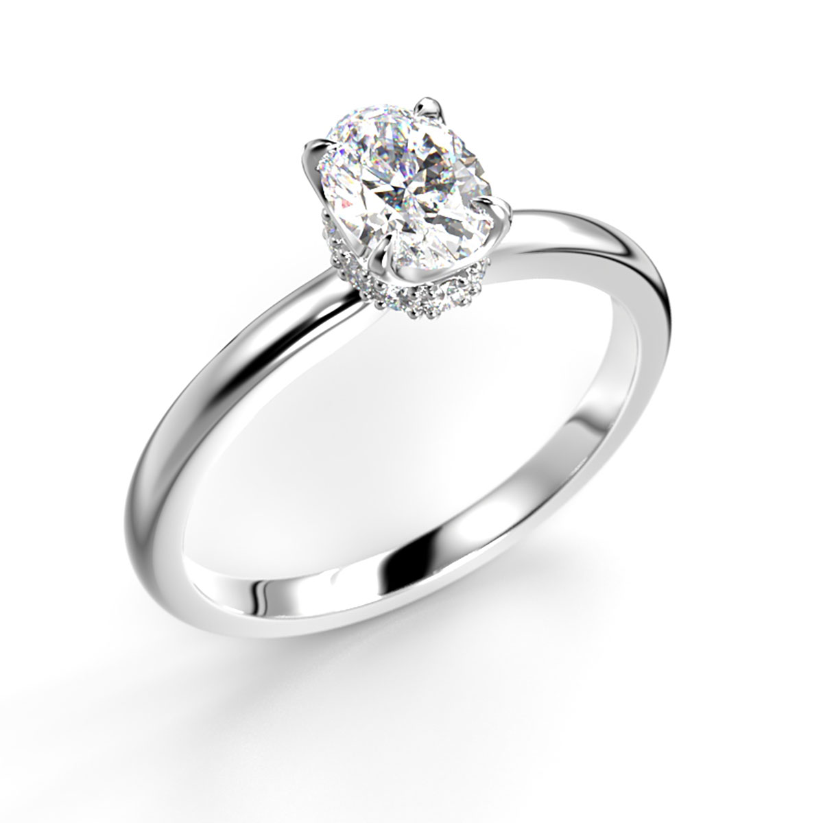 Festive Heidi Hidden Halo oval diamantring vitguld 0.60ct 711-060-VK