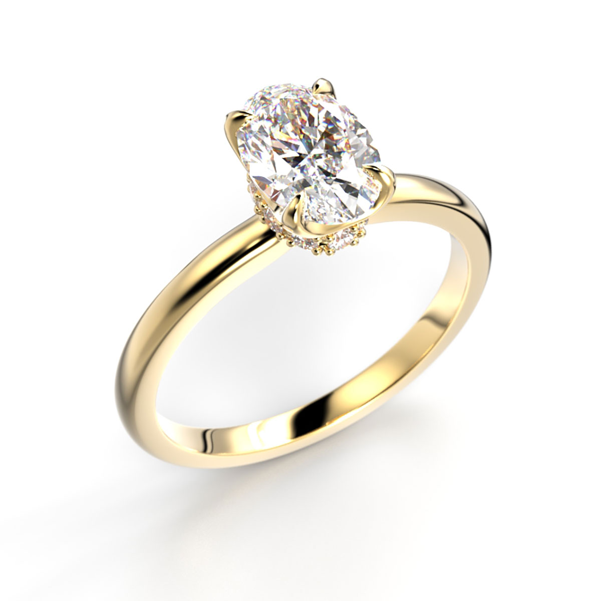 Festive Heidi Hidden Halo oval diamantring guld 1.10ct 711-110-KK