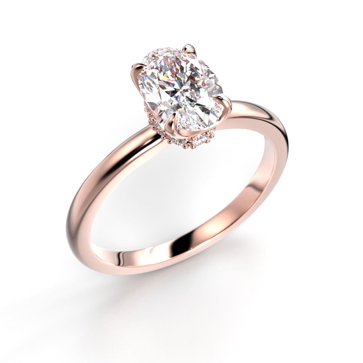 Festive Heidi Hidden Halo oval diamantring rött guld 1.10ct 711-110-PK