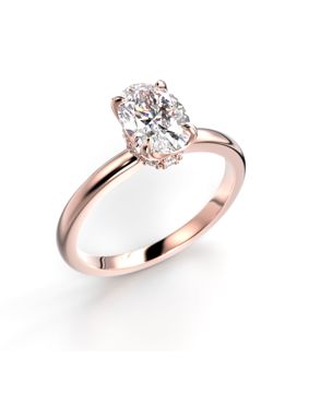 Festive Heidi Hidden Halo oval diamantring rött guld 1.10ct