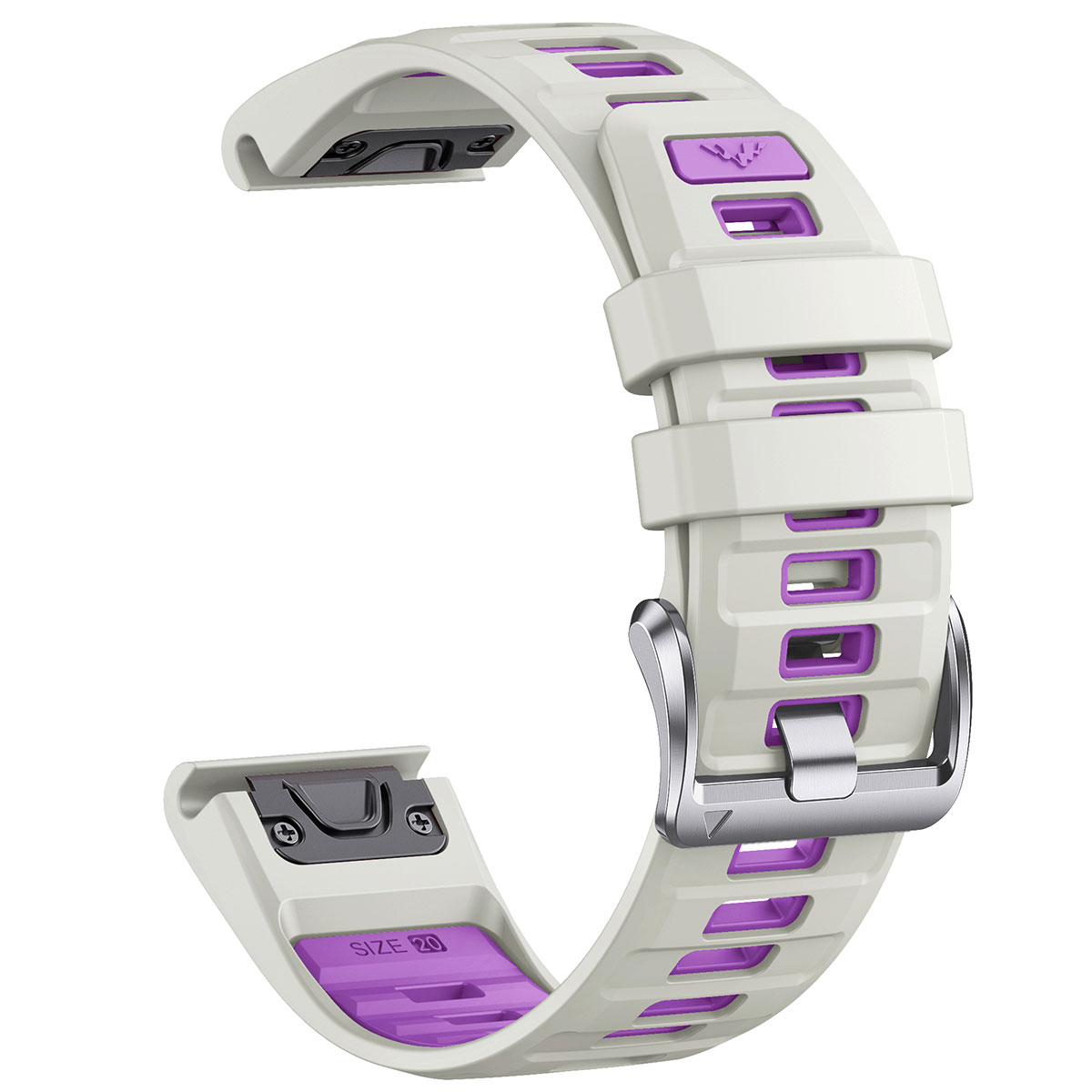 Tiera Garmin Fenix silikonarmband quick release 20 mm vit-violett